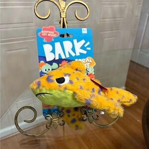 Bark The Snack Pack  Plush Dog Toy Fish Trash It  Clinker/squeak 10”